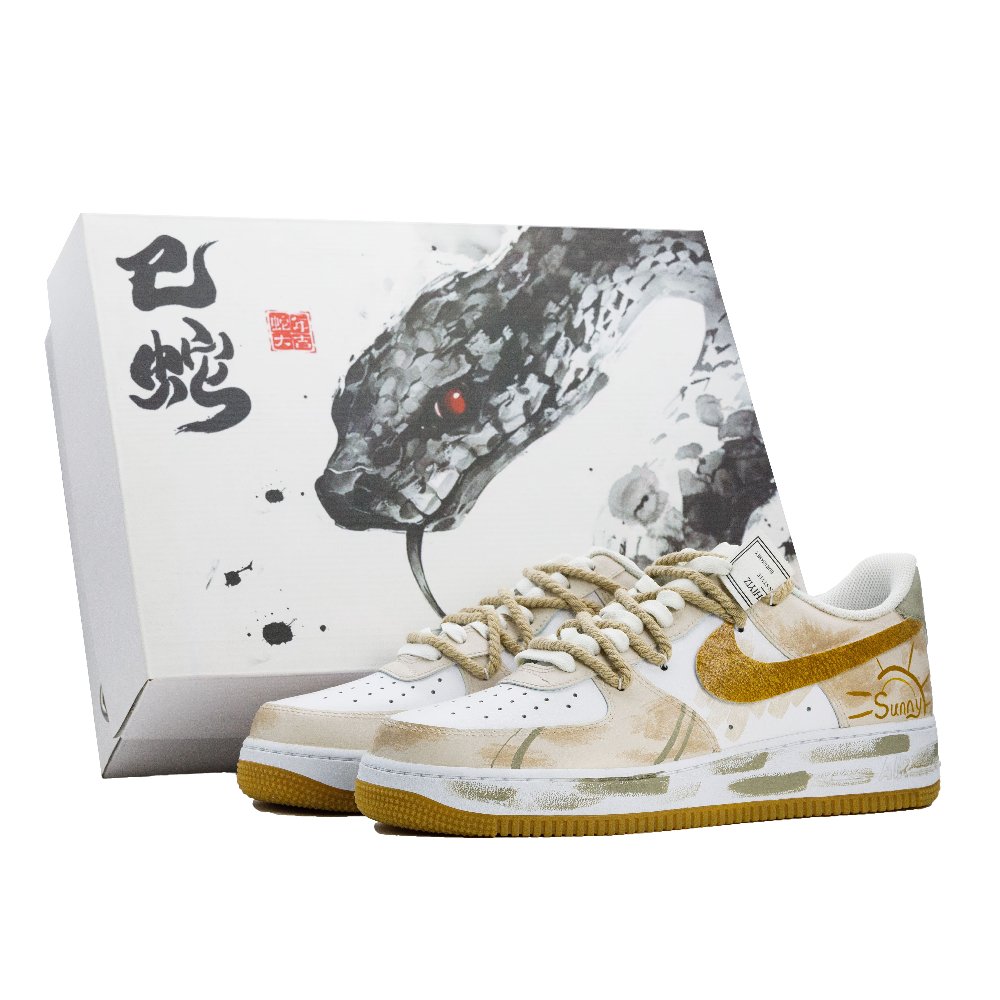 Nike Air Force 1 Low Top Skateboard Shoes Unisex Yellow White