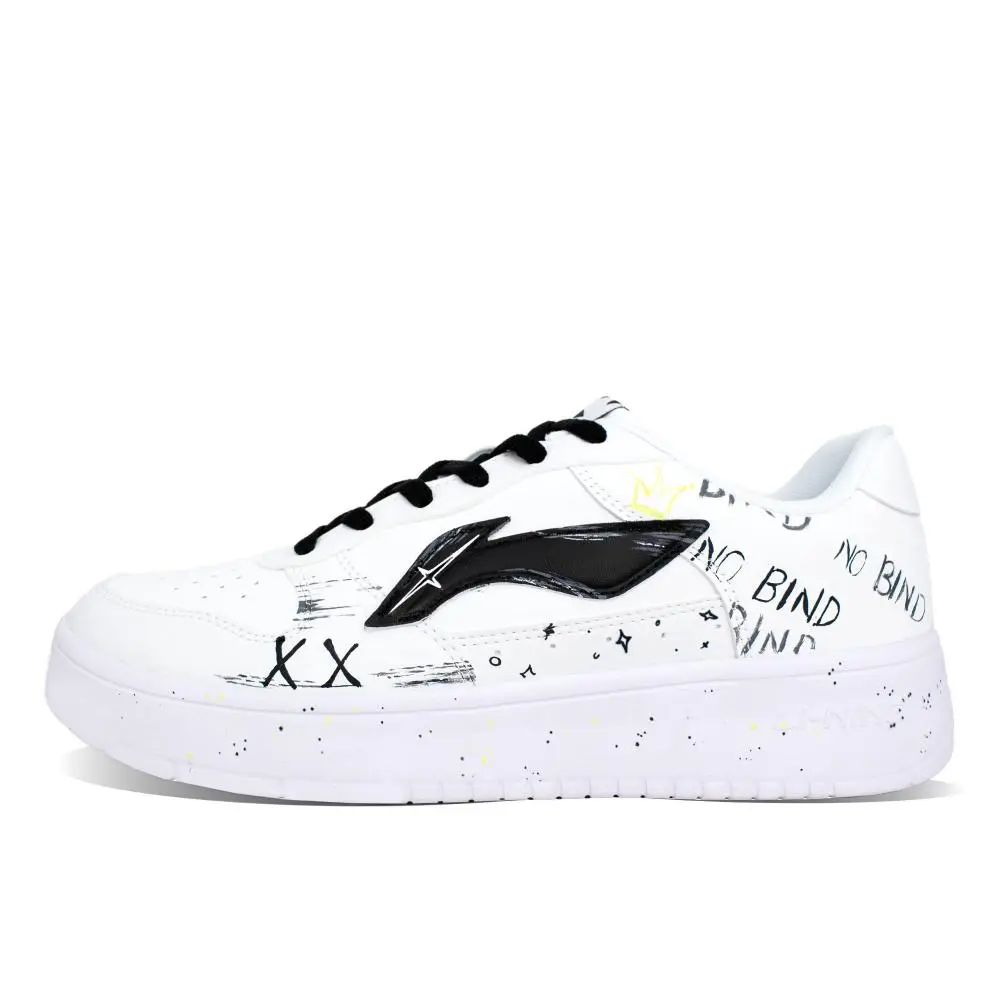 LiNing Pontoon Boats Wear resistant And Lightweight Low top Skateboard Shoes Unisex White Black