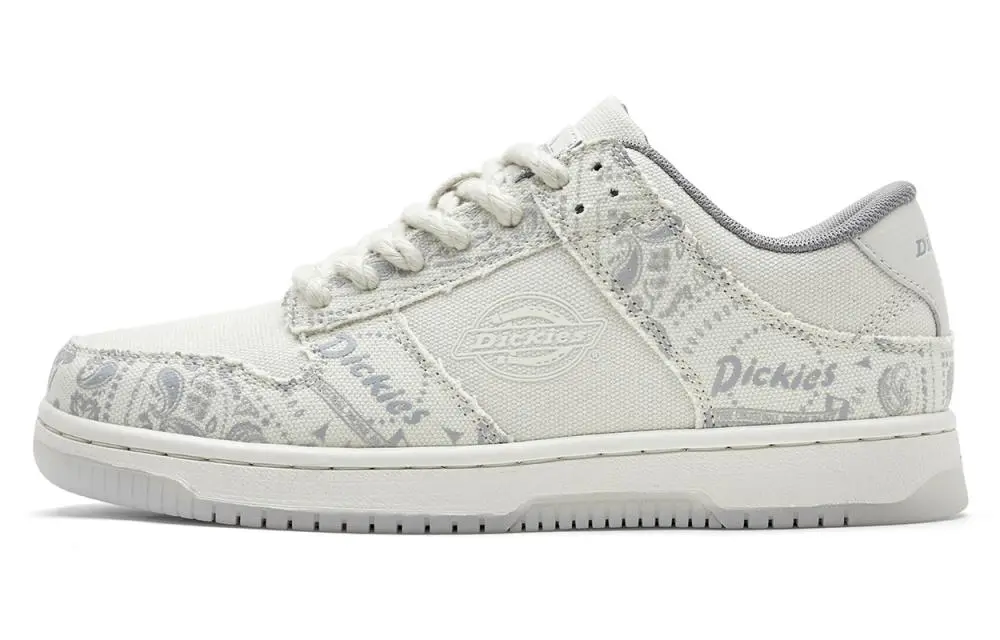 Dickies Abrasion-Resistant Low-Top Skateboard Shoes Men's White Gray