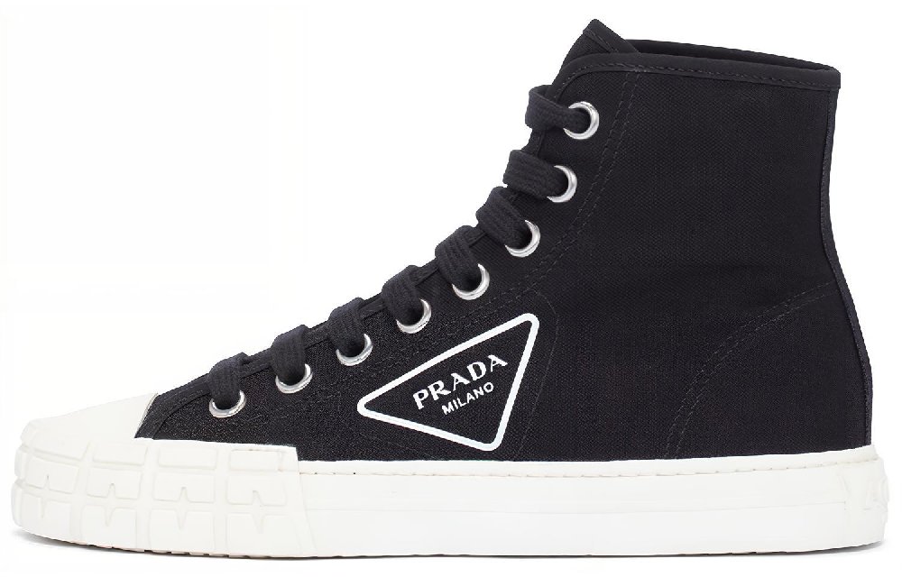 PRADA Canvas Shoes Women's High-Top Black