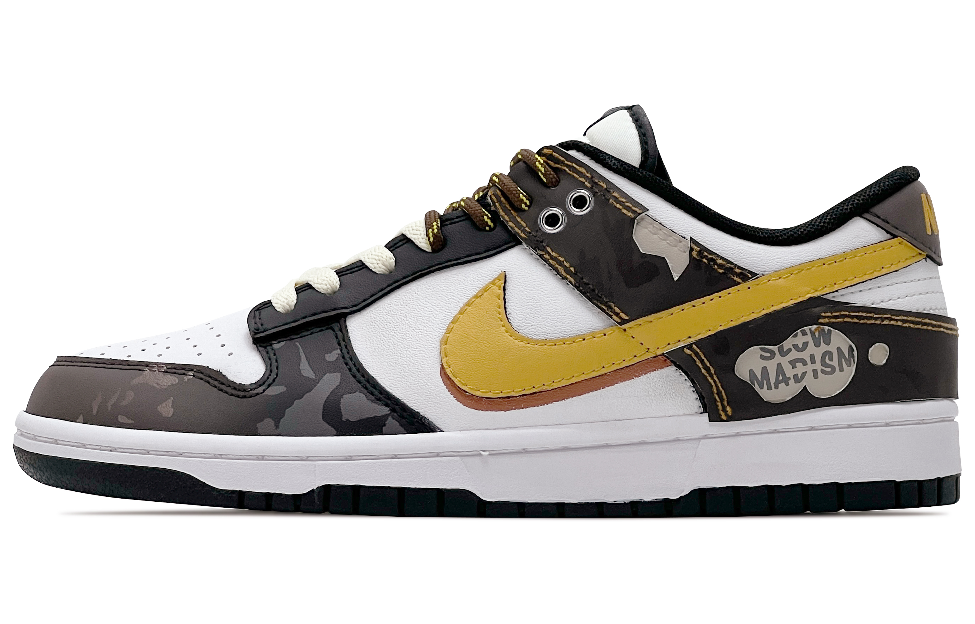 Nike Dunk Abrasion Resistant Low top Skateboard Shoes Unisex Black White Brown