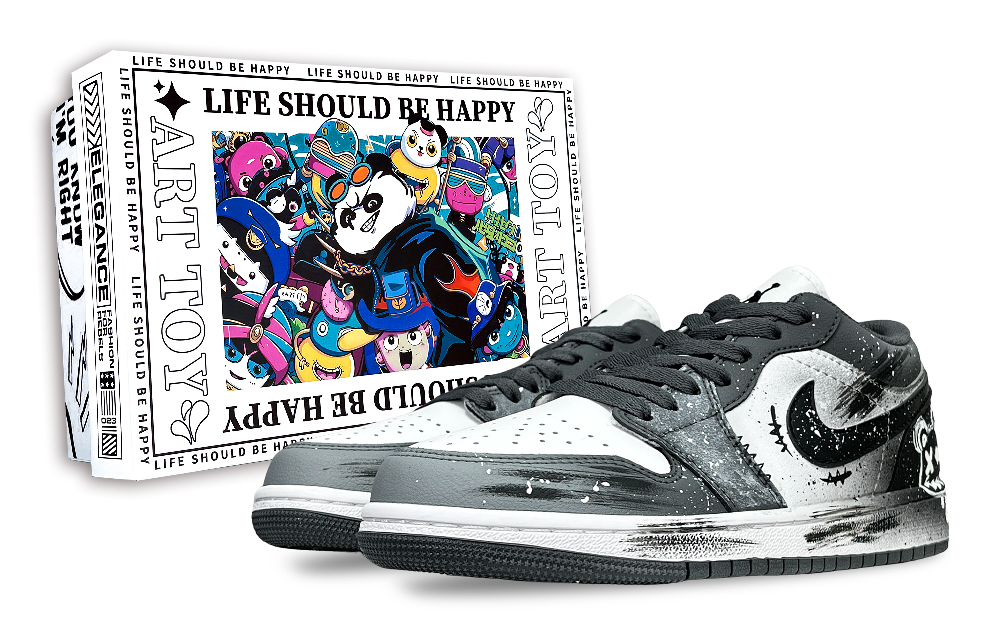 Jordan Air Jordan 1 Vintage Basketball Shoes Unisex Low top Black White Gray