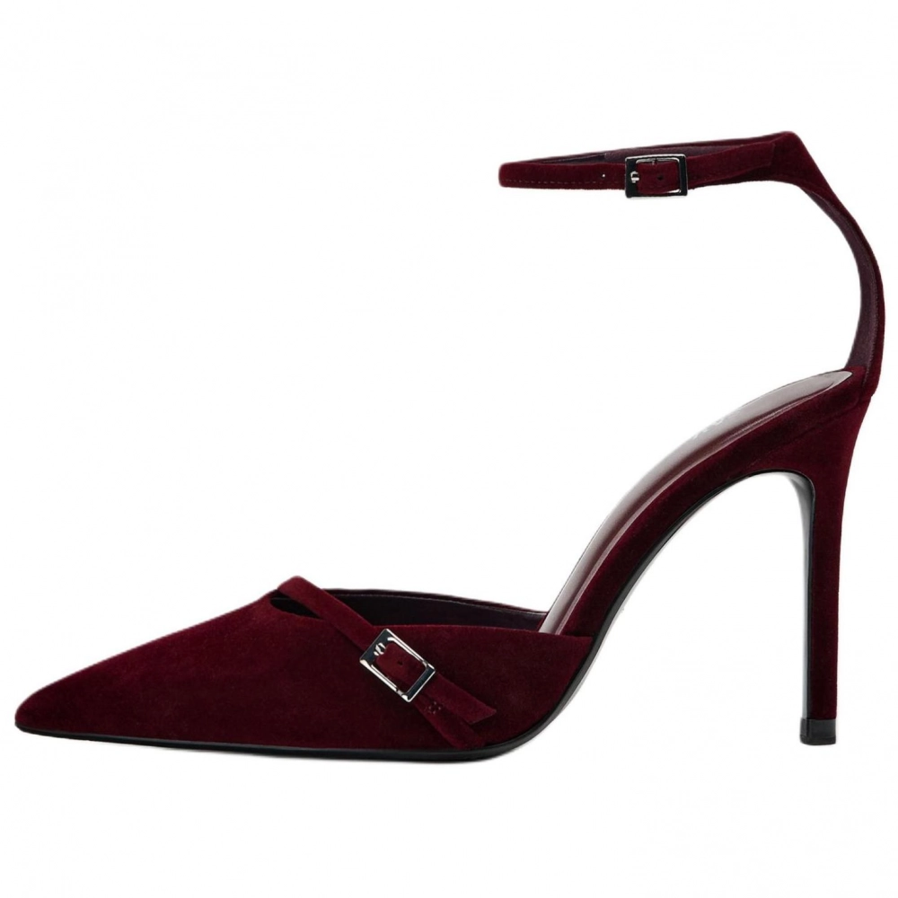 ZARA Slim Heel High Heels 10cm Women's Burgundy