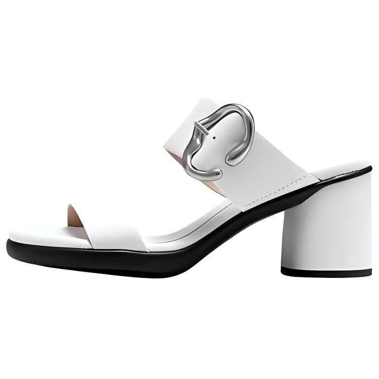 Ecco Rubber Sole Abrasion-Resistant Slide Slippers Women's White
