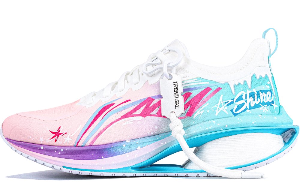 LiNing WuShi 5S 3.0 Cushioning Abrasion Resistant Breathable Low Top Casual Running Shoes Men's Pink Blue