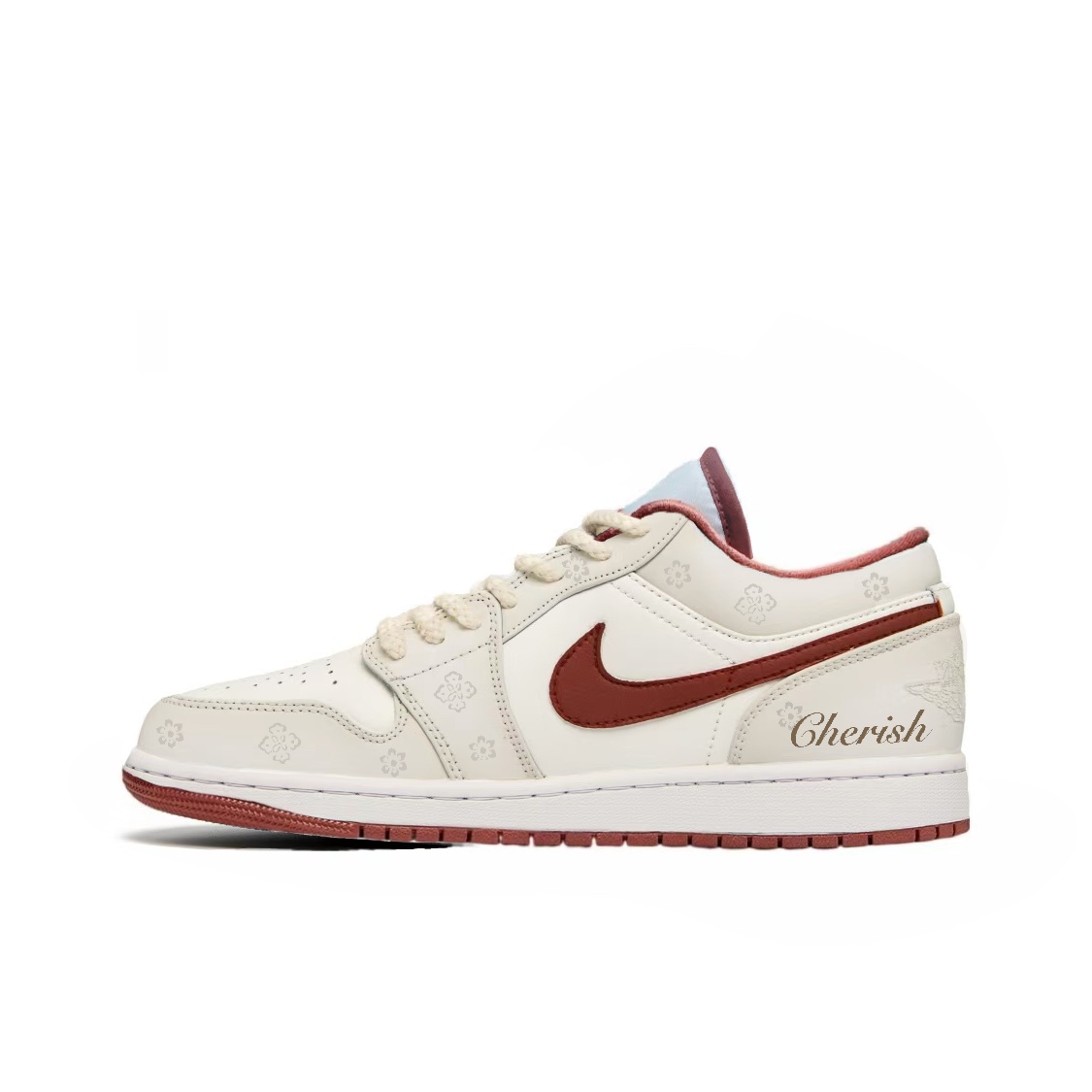 Jordan Air Jordan 1 Slip Resistant Abrasion Resistant Low top Vintage Basketball Shoes Unisex White