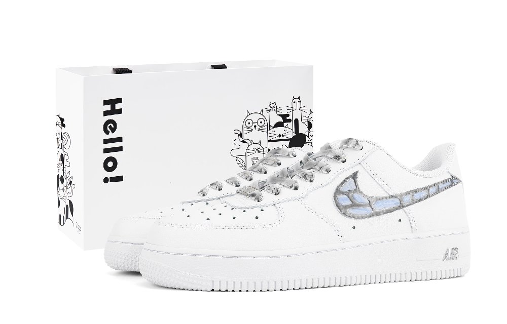 Nike Air Force 1 Low Top Skateboard Shoes Unisex White Silver