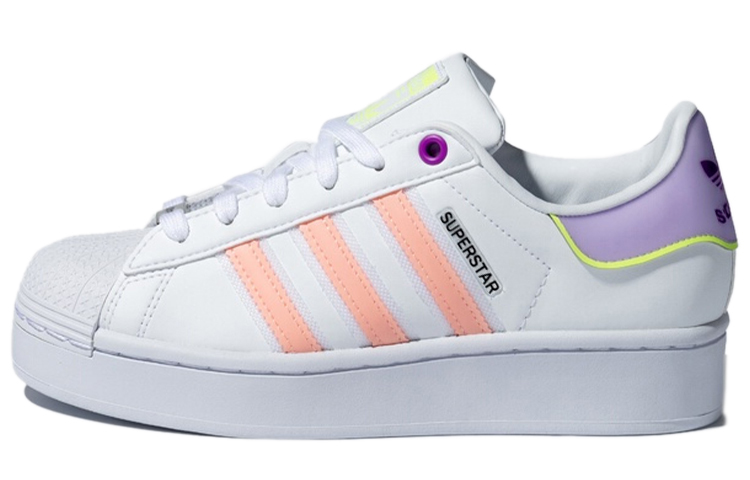 Adidas Originals Superstar Bold Anti Slip Wear Resistant Low Top Skateboard Shoes Women's White Pink Purple
