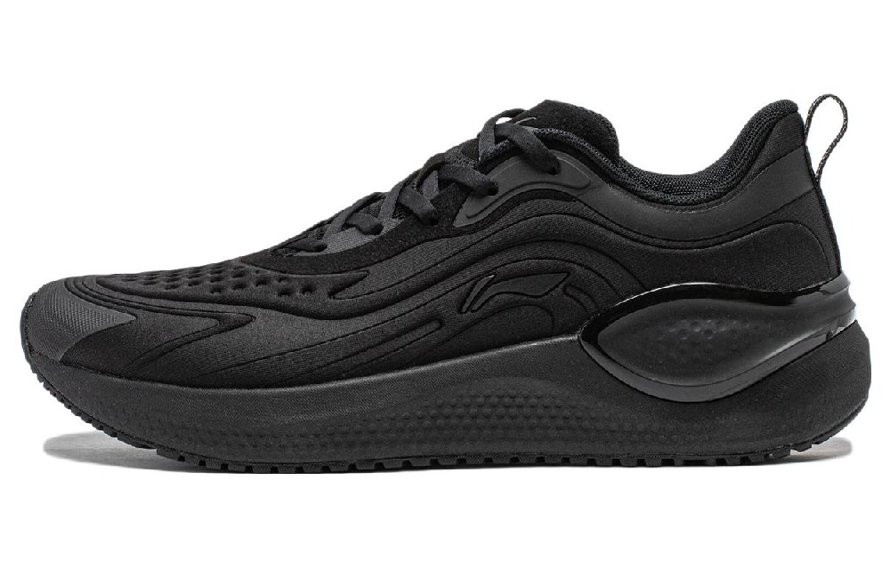 LiNing Shock Absorbers Slip Resistant, Abrasion Resistant, Breathable Low Top Running Shoes Men's Black