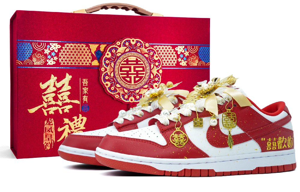 Nike Dunk Lightweight And Breathable Low Top Skateboard Shoes Unisex Wedding Red