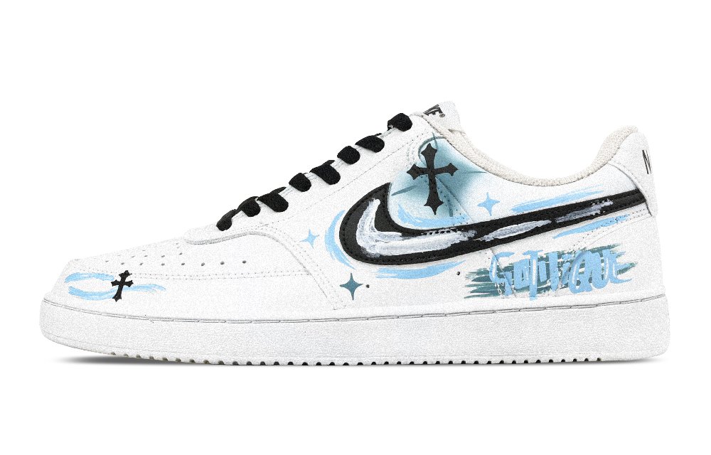 Nike Court Vision 1 Faith Of The Wind Abrasion Resistant Low Top Skateboard Shoes Men's Sky Blue