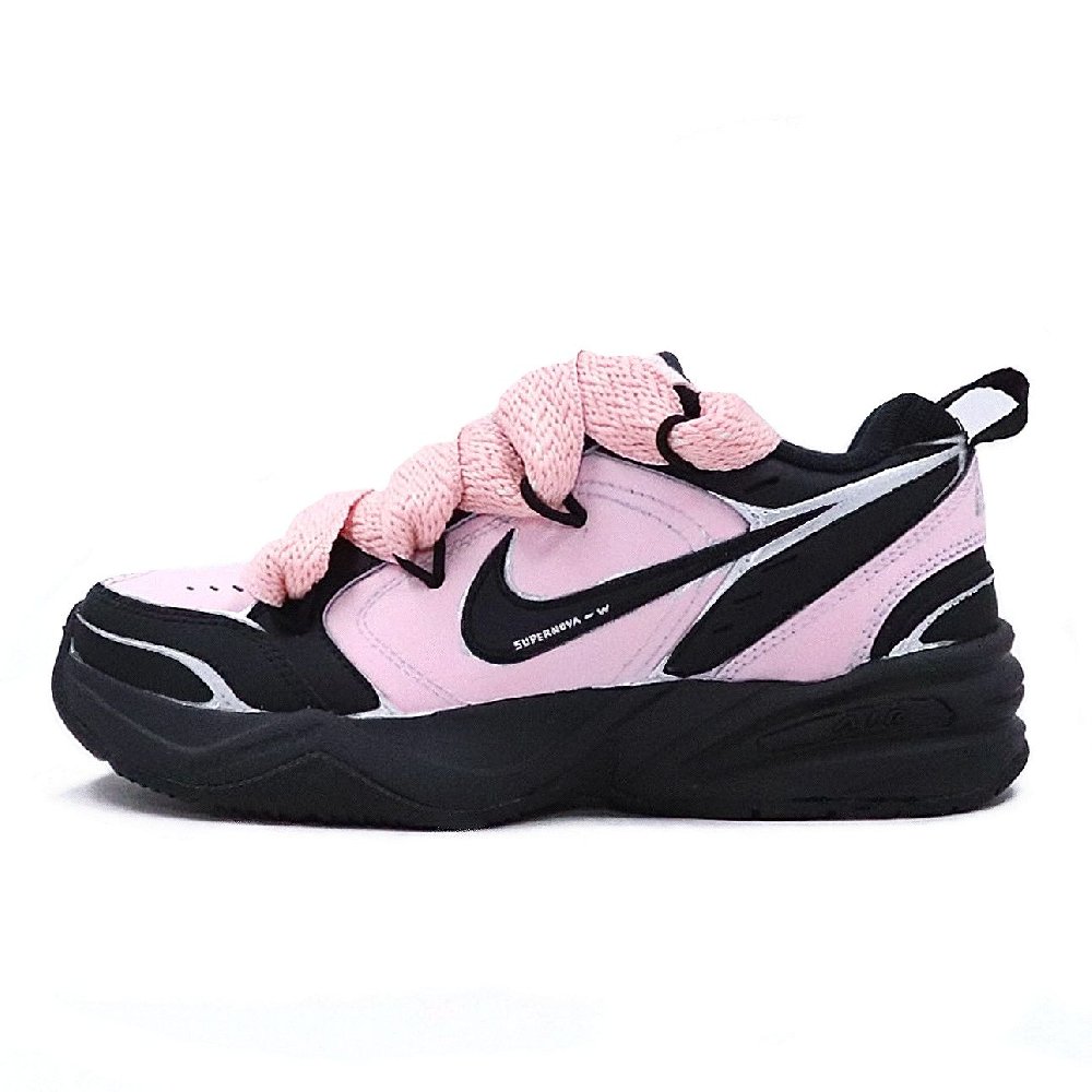 Nike Air Monarch 4 Abrasion Resistant Slip Resistant Low Top Chunky Sneakers Unisex Black Pink