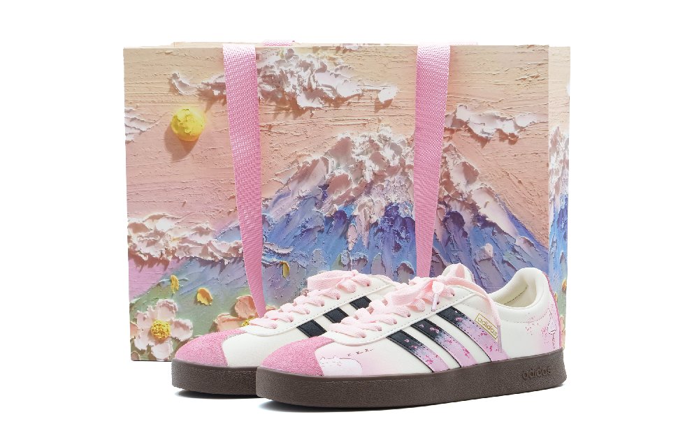 Adidas Vl Court Classic Abrasion Resistant Low Top Skateboard Shoes Unisex Pink