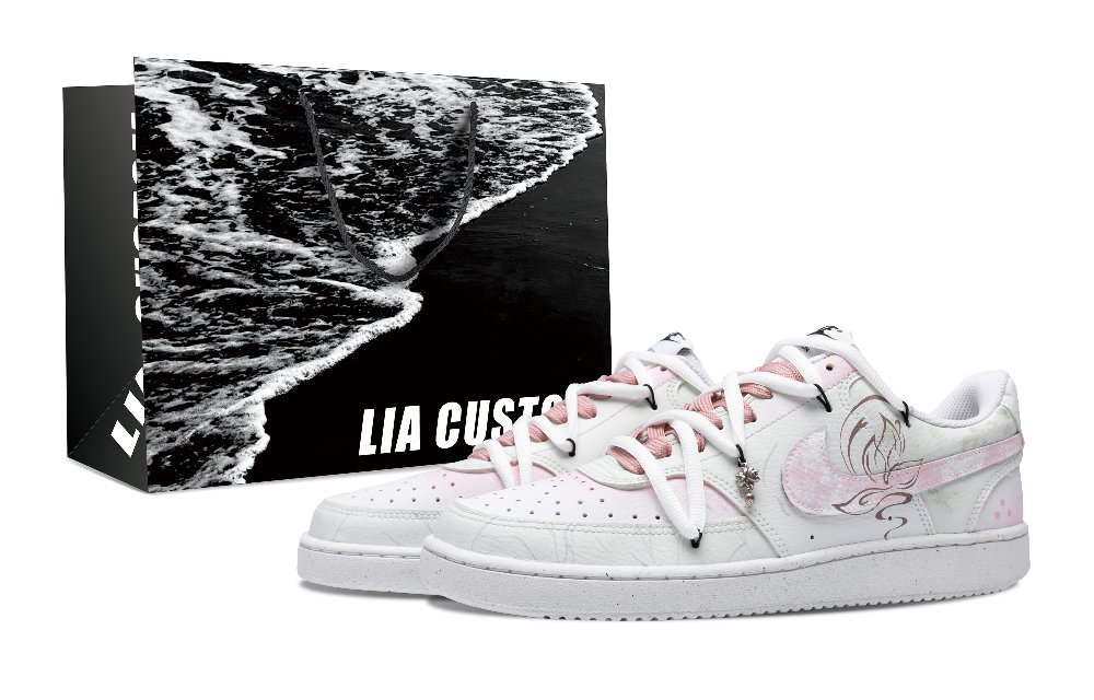Nike Court Vision 1 Elegant Melody Of The Guqin Anti-Slip Wear-Resistant Low-Top Skateboard Shoes Men's White Pink