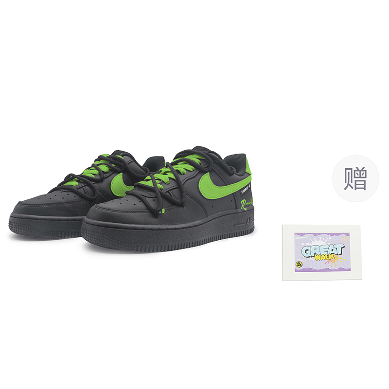 Nike Air Force 1 Low Top Skateboard Shoes Unisex Black Green