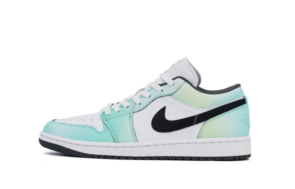 Jordan Air Jordan 1 Cushioning, Wear Resistant Low top Vintage Basketball Shoes Unisex Cyan
