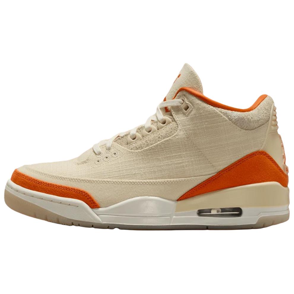 Jordan Air Jordan 3 Abrasion Resistant Mid top Vintage Basketball Shoes Women's Beige