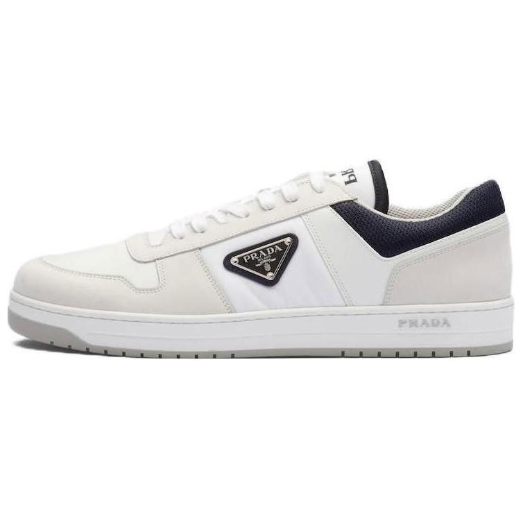 PRADA Downtown Leather Re Nylon Sneaker White Blue