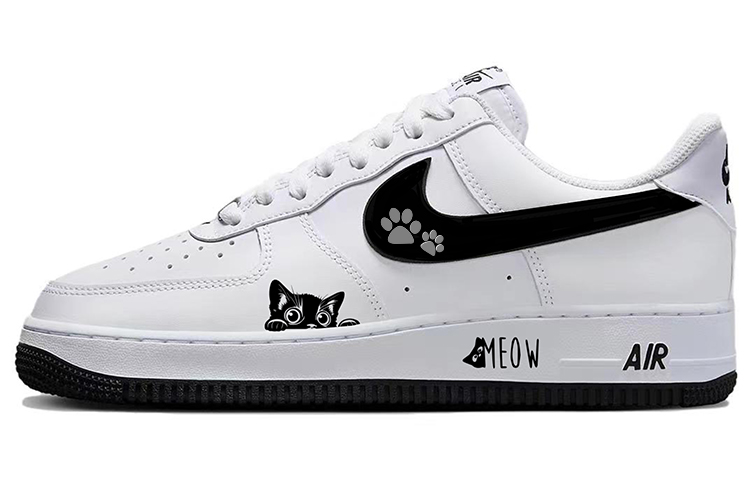 Nike Air Force 1 Anti-Slip And Wear-Resistant Breathable Low-Top Skateboard Shoes Men's White Black