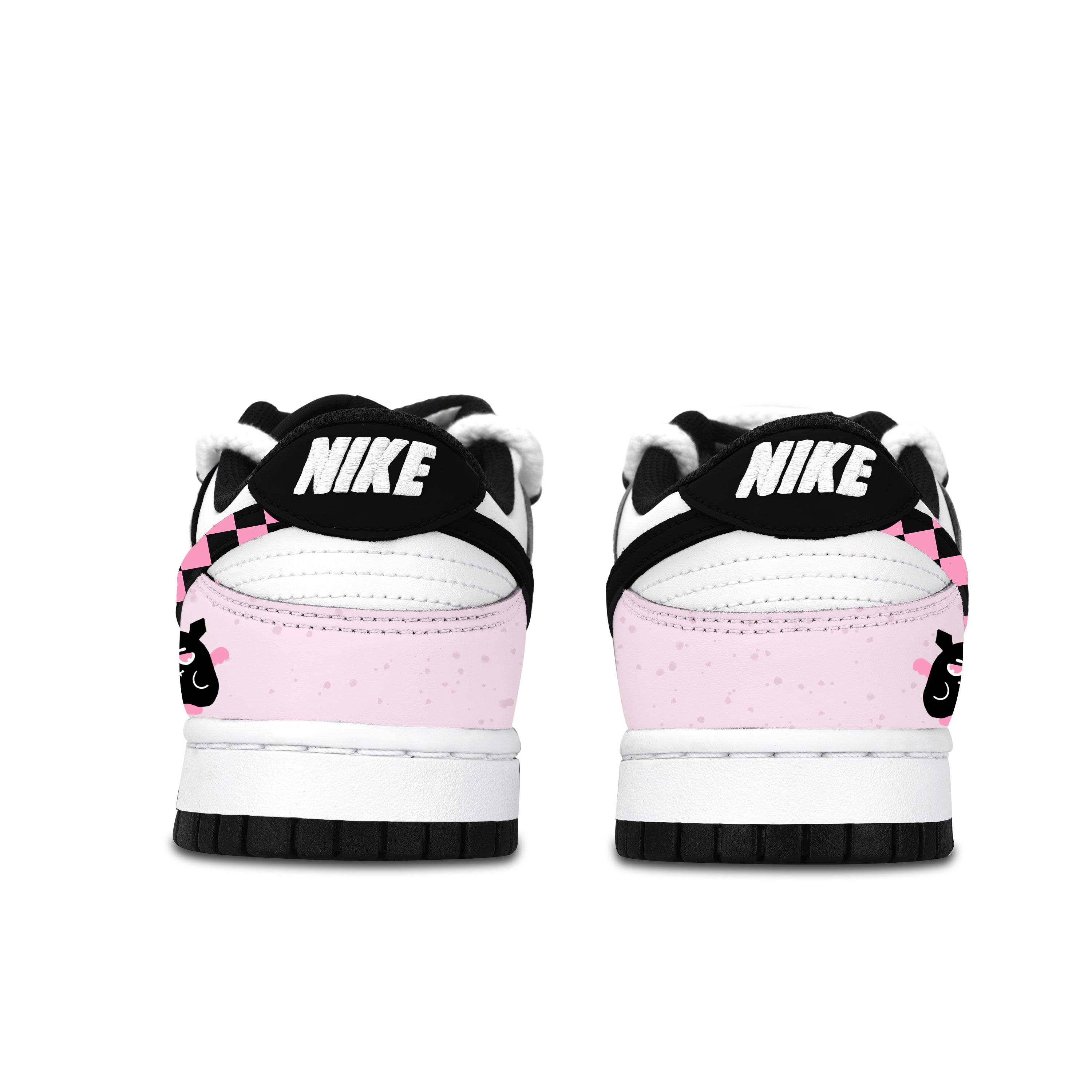 Nike Dunk Black White, Pink Plaid, Magic Elf Abrasion Resistant Low top Skateboard Shoes Unisex Black Pink купить в интернет-магазине Yoocart с быстрой доставкой по России.