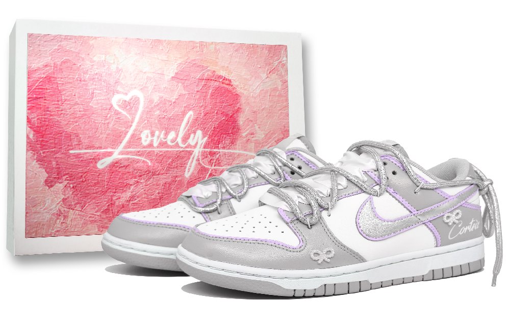Nike Dunk Abrasion Resistant Low Top Skateboard Shoes Unisex Crystal Purple