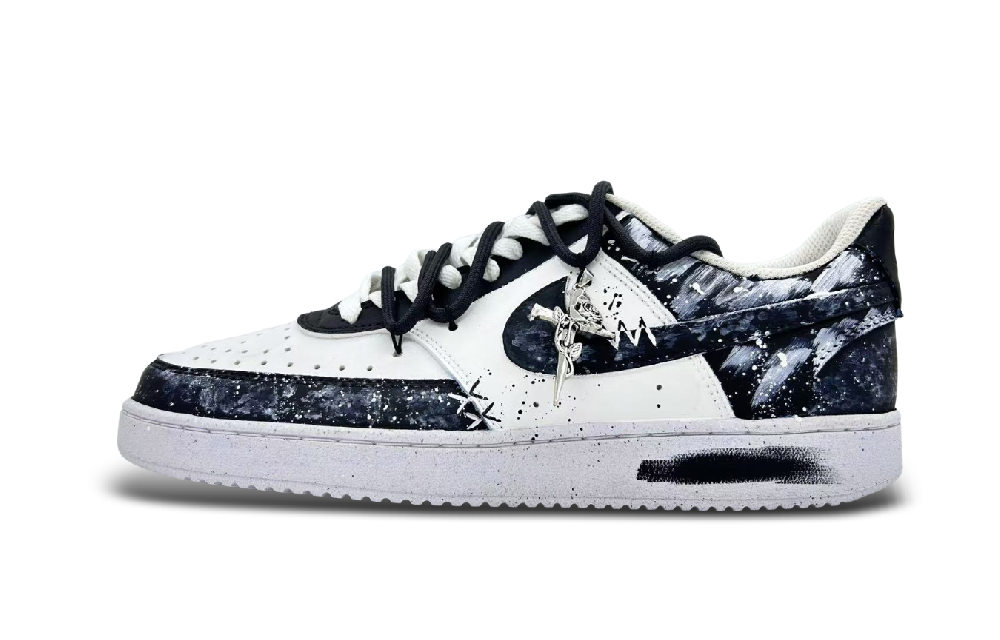Nike Court Vision 1 Anti-Slip And Wear-Resistant Lightweight Low-Top Skateboard Shoes Unisex Black White