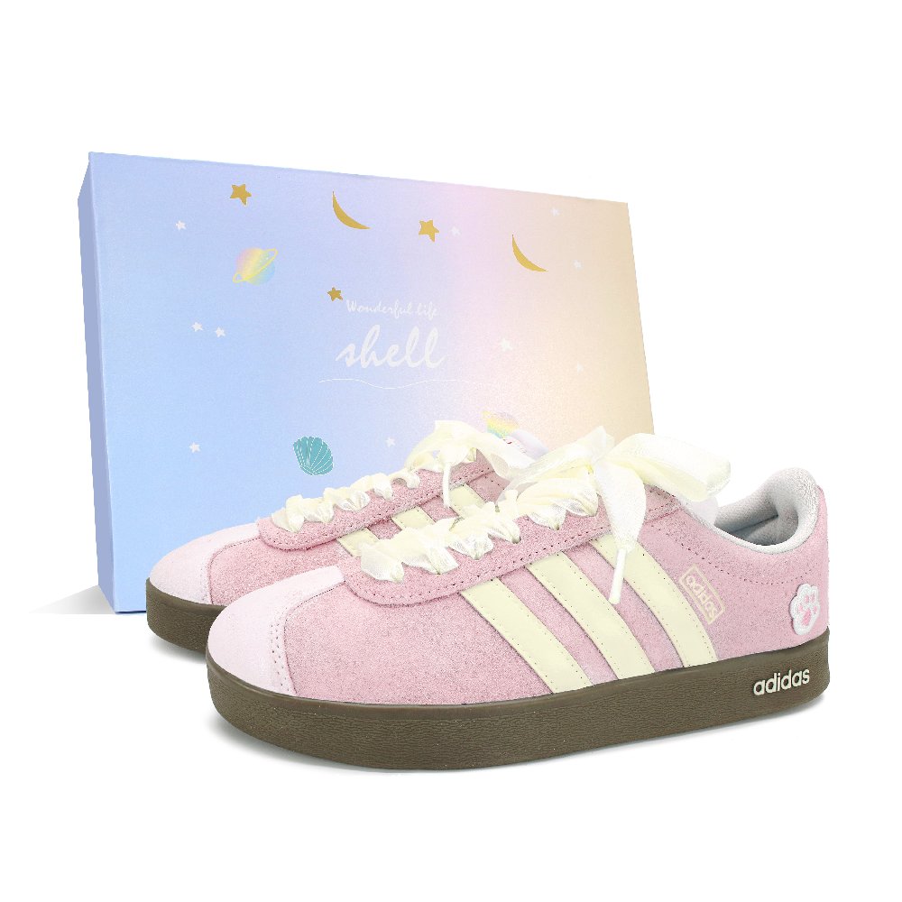 Adidas VL COURT 2.0 Anti Slip Wear Resistant Low Top Skateboard Shoes Unisex Yellow Pink
