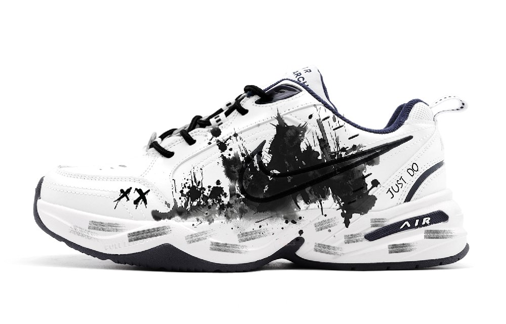 Nike Air Monarch 4 The Matrix Anti-Slip And Wear-Resistant Height Increasing Low-Top Chunky Sneakers Unisex White Black