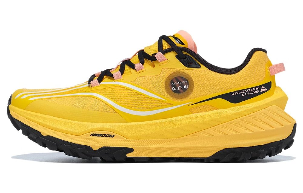 LiNing Cushioning Slip Resistant And Abrasion Resistant Low Top Casual Trail Running Shoes Women's Yellow