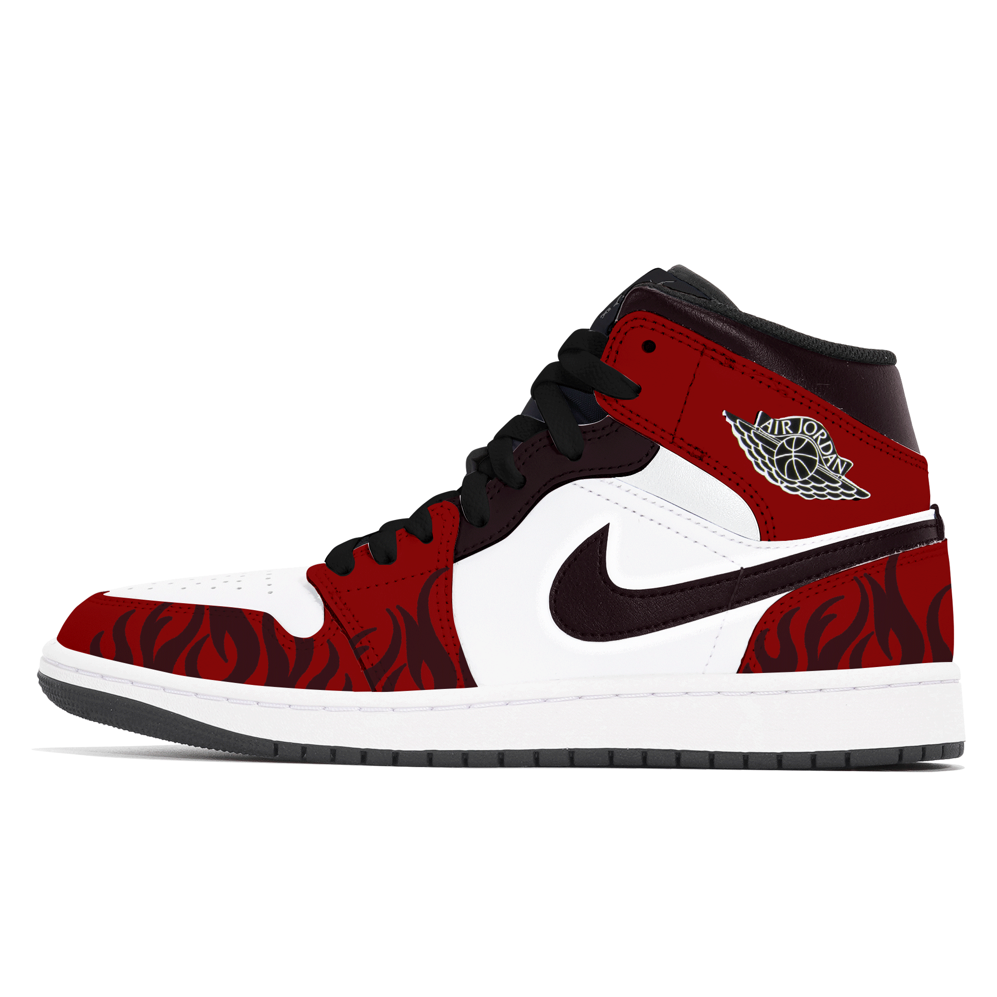Jordan Air Jordan 1 Abrasion Resistant Shock Absorbers Slip Resistant Mid top Vintage Basketball Shoes Men's Red