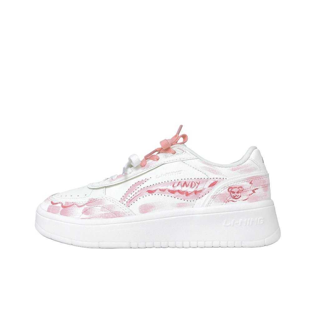 LiNing Su Slip Resistant Cushioning Abrasion Resistant Low Top Skateboard Shoes Women's Pink White
