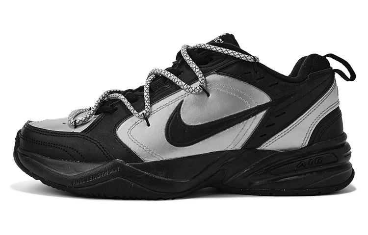 Nike Air Monarch 4 Anti Slip And Wear Resistant Lightweight Low Top Chunky Sneakers Unisex Black Silver