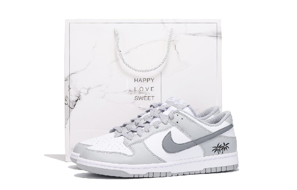 Nike Dunk Anti Slip Wear Resistant Low Top Skateboard Shoes Unisex Gray White