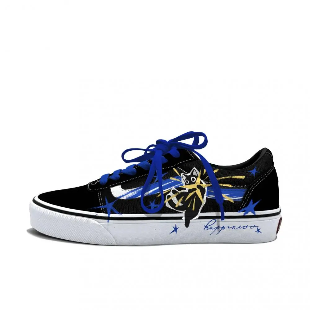 Vans Ward Abrasion Resistant Low top Skateboard Shoes Men's Black Blue White