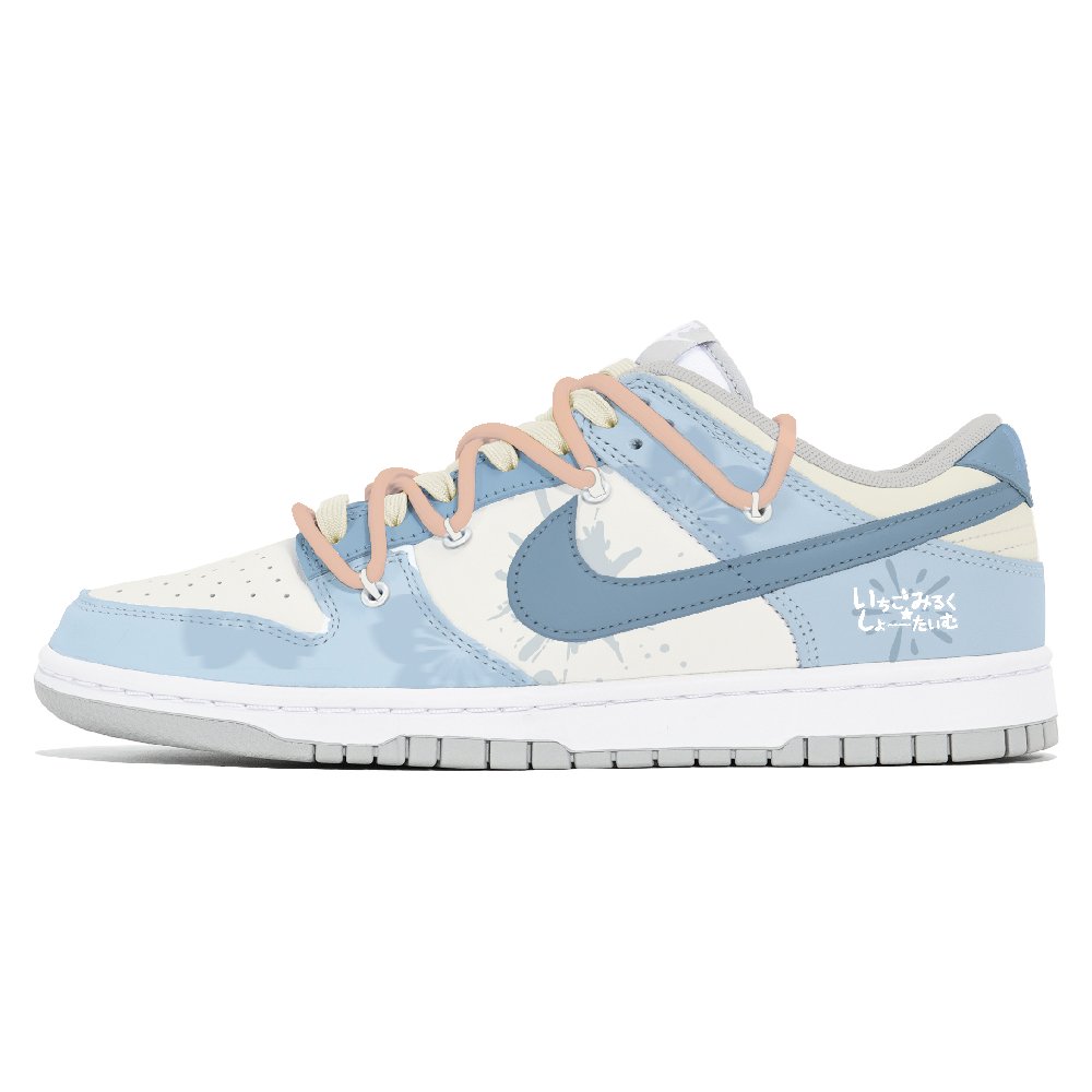 Nike Dunk Abrasion-Resistant Low-Top Skateboard Shoes Men's White Blue