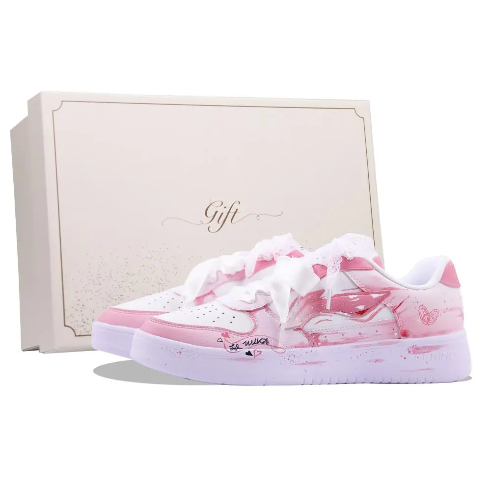 LiNing Pontoon Boats Abrasion Resistant Height Increasing Slip Resistant Low top Skateboard Shoes Women's Pink