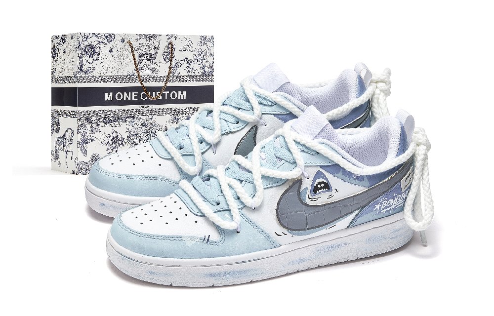 Nike Court Borough 2 Starry Sea Slip-Resistant Cushioning Low-Top Skateboard Shoes GS Blue