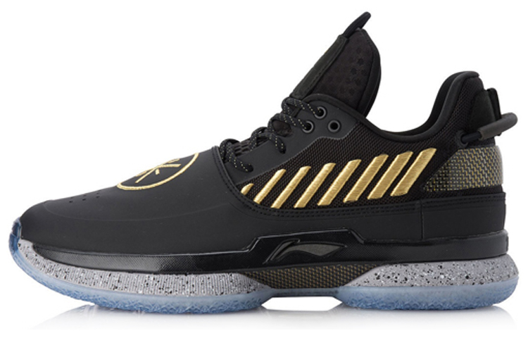 LiNing WOW 7 Anti Slip Wear Resistant Low Top Basketball Shoes Men's Black Gold