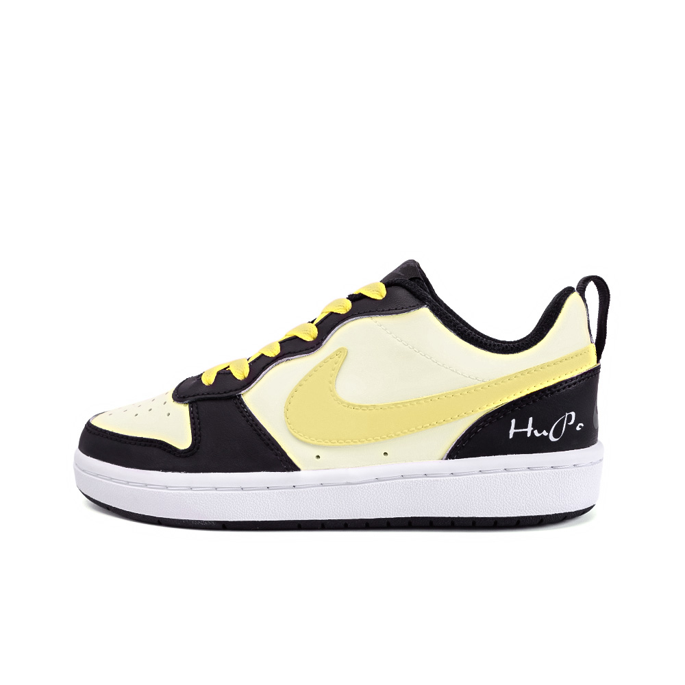 Nike Court Borough Taurus, Amber Non slip Lightweight Low Top Skateboard Shoes GS Black White Yellow