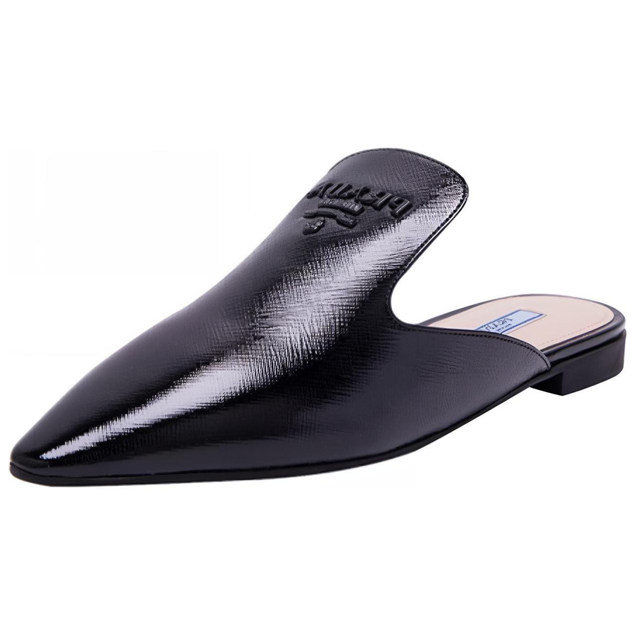 PRADA Pointed Patent Leather Mules 'Black' Women's
