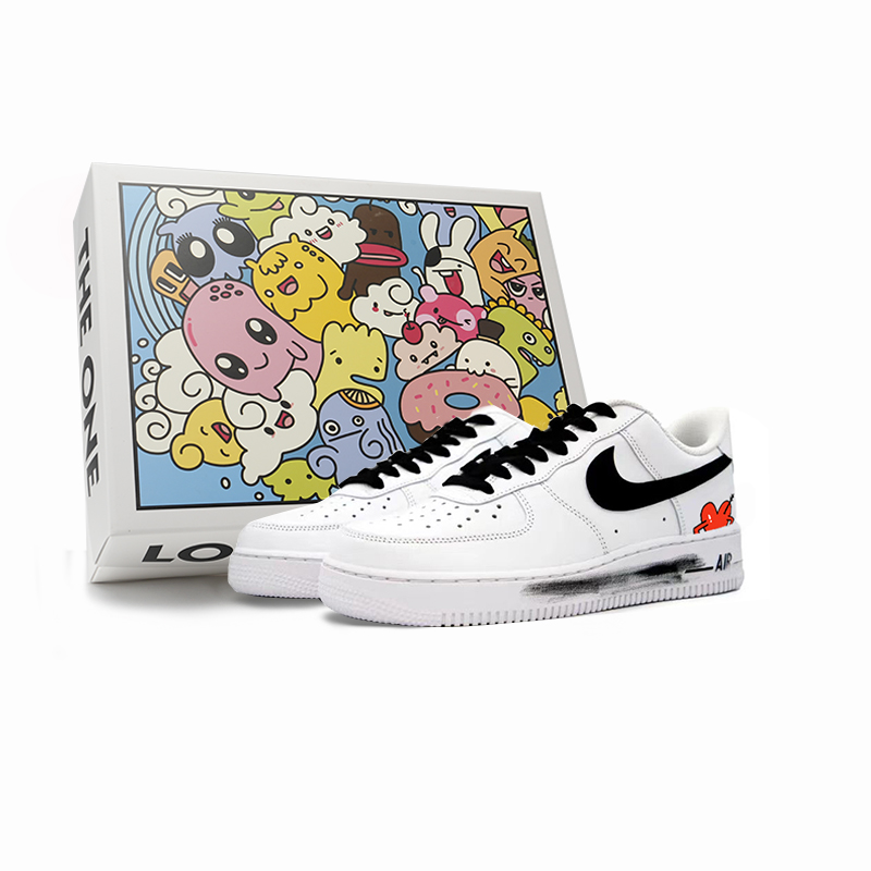 Nike Air Force 1 Anti-Slip Wear-Resistant Low-Top Skateboard Shoes Unisex White Red Black