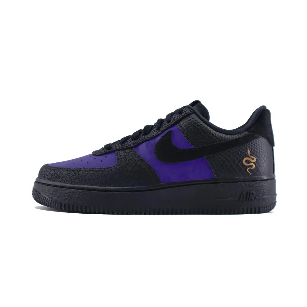 Nike Air Force 1 LOW'Black Animai' Abrasion Resistant Low top Skateboard Shoes Unisex Black Purple