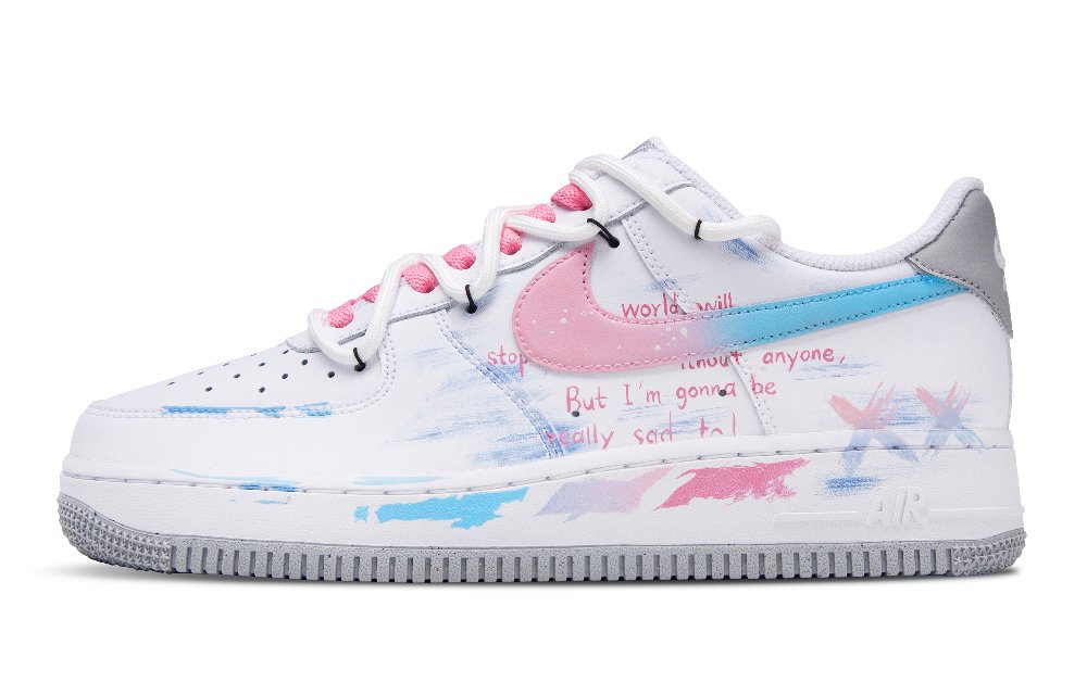 Nike Air Force 1 Midsummer Party Abrasion Resistant Low Top Skateboard Shoes Men's Pink Blue