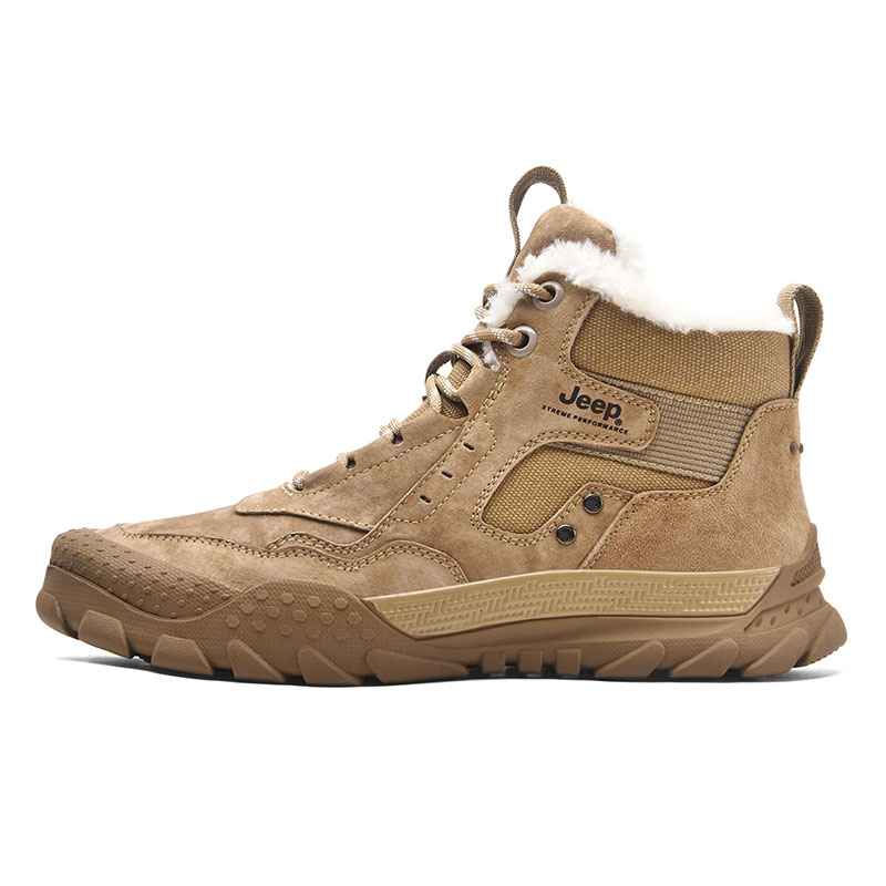 Jeep Anti-Slip And Wear-Resistant Warm High-Top Outdoor Shoes Men's Khaki