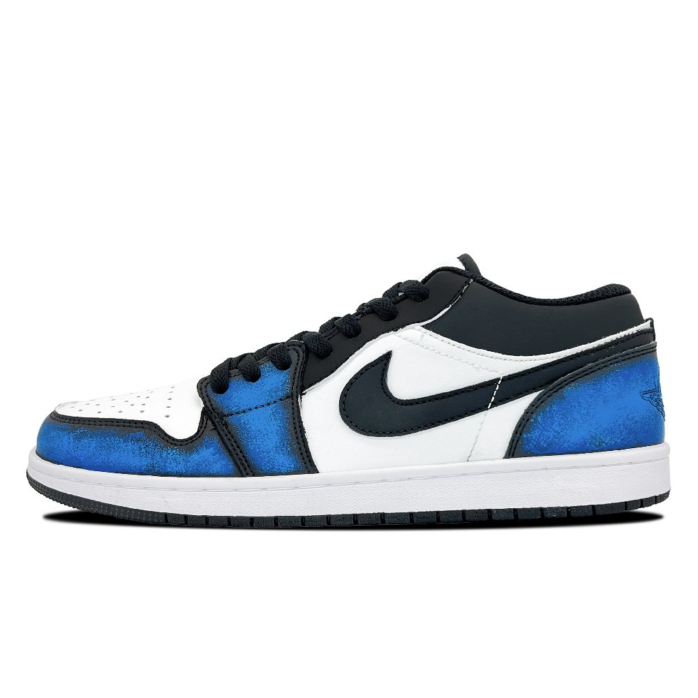 Jordan Air Jordan 1 Rusty Trace Blue Abrasion Resistant Low top Vintage Basketball Shoes Unisex White Black Blue