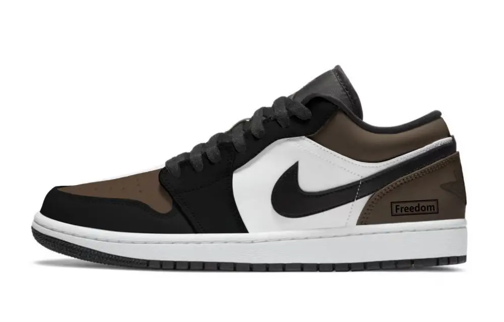 Jordan Air Jordan 1 Abrasion Resistant Low top Vintage Basketball Shoes Unisex Black Brown