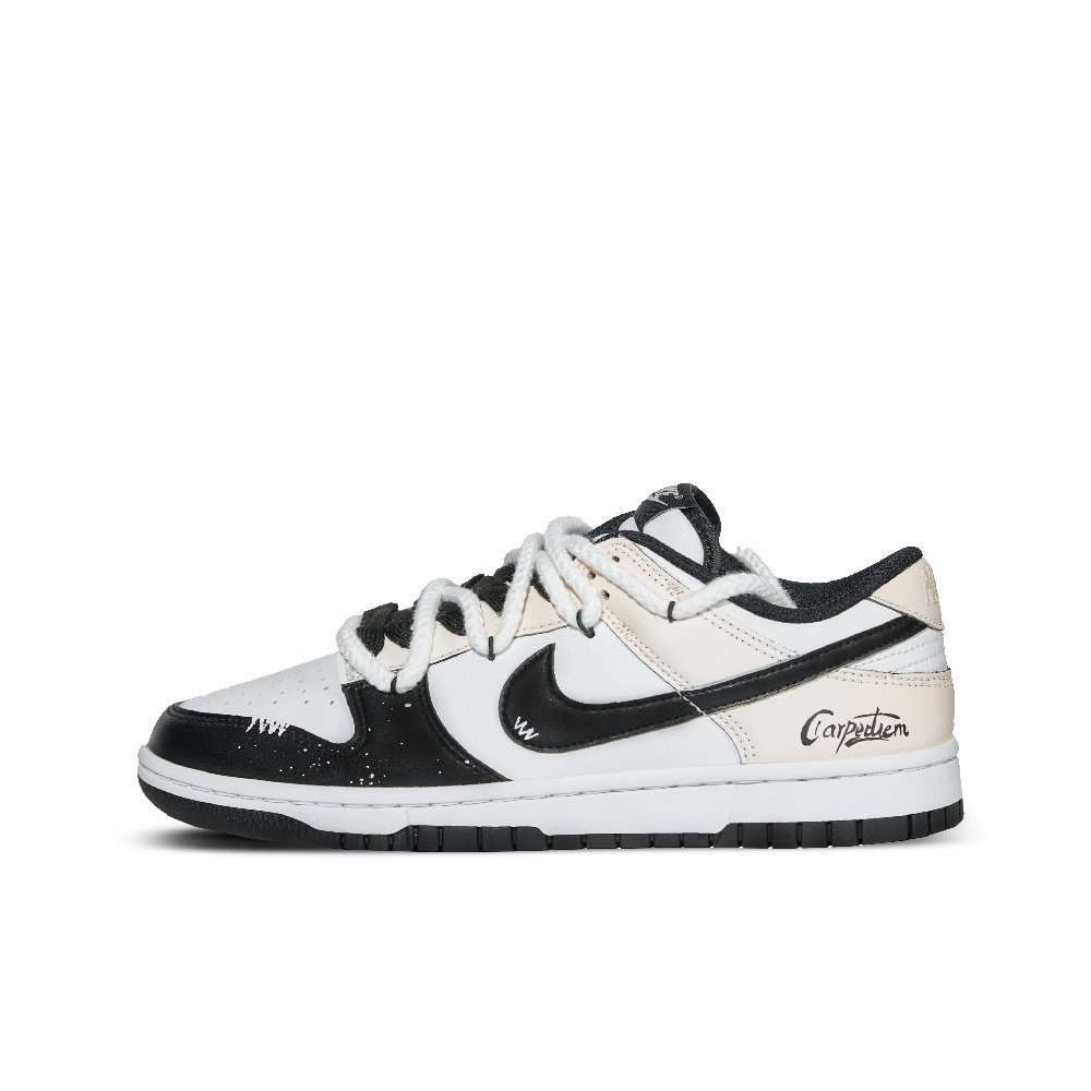 Nike Dunk Cream Oreo Abrasion Resistant Low Top Skateboard Shoes Unisex Black White