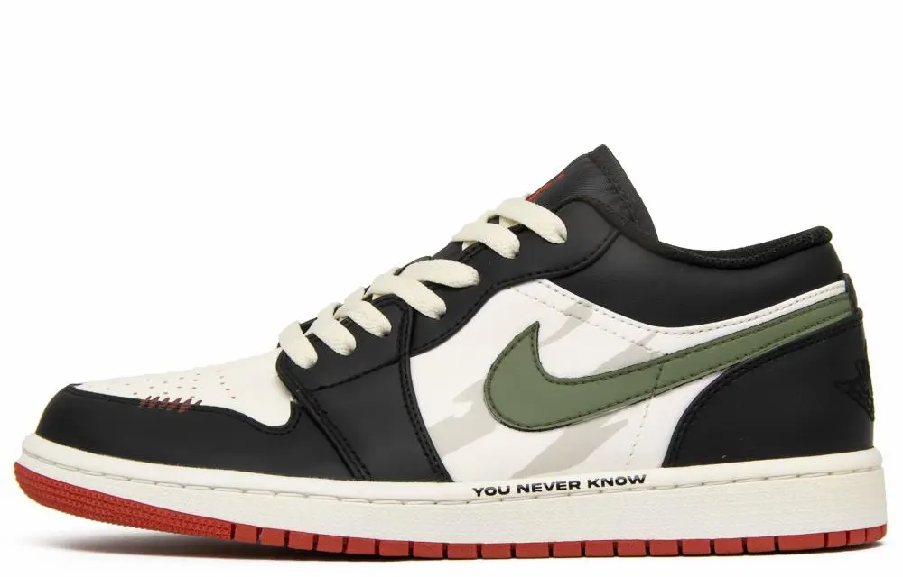 Jordan Air Jordan 1 Vintage Basketball Shoes Men's Low top Black/White/Green