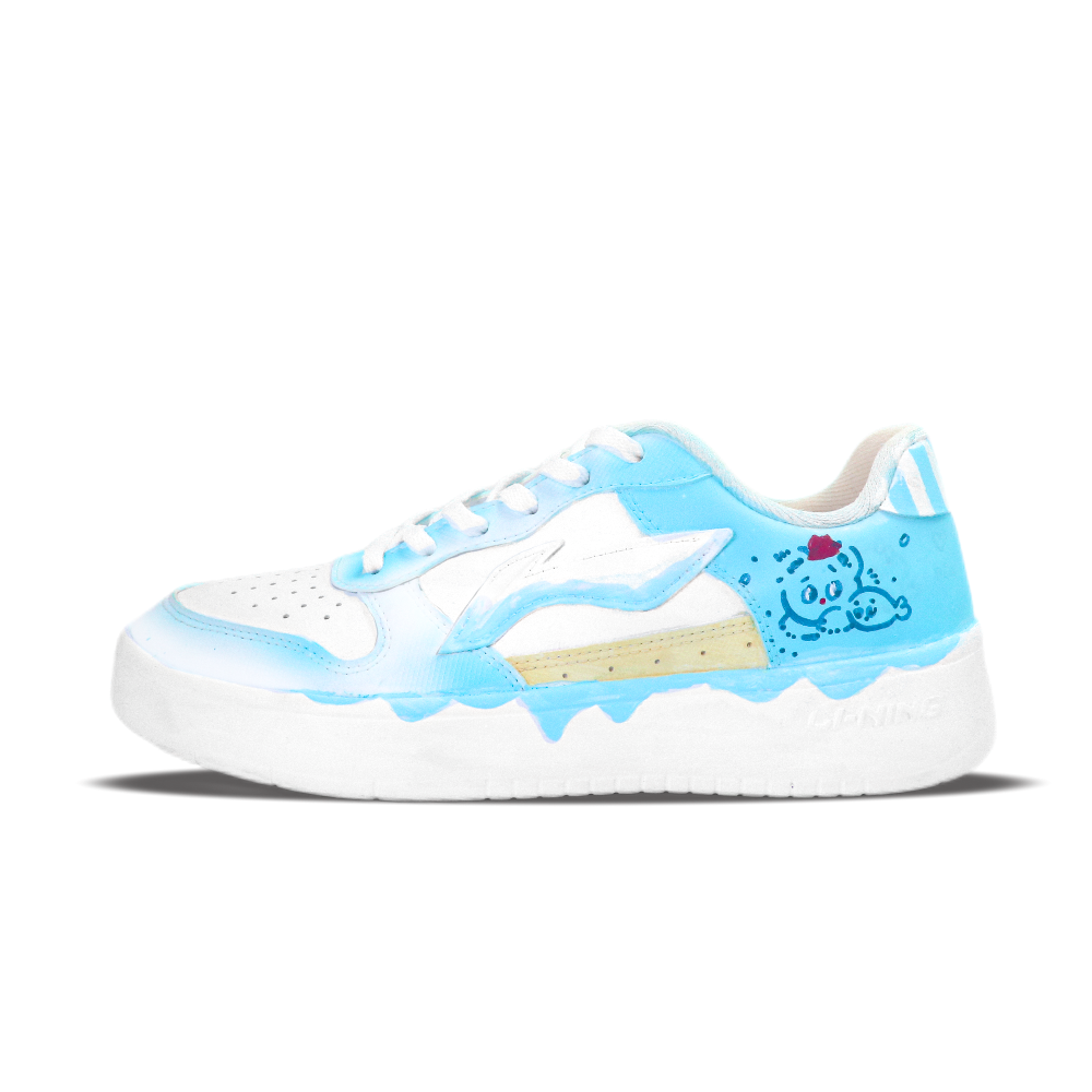 LiNing Pontoon Boats Cushioning, Wear Resistant Low Top Skateboard Shoes Unisex White Blue Yellow