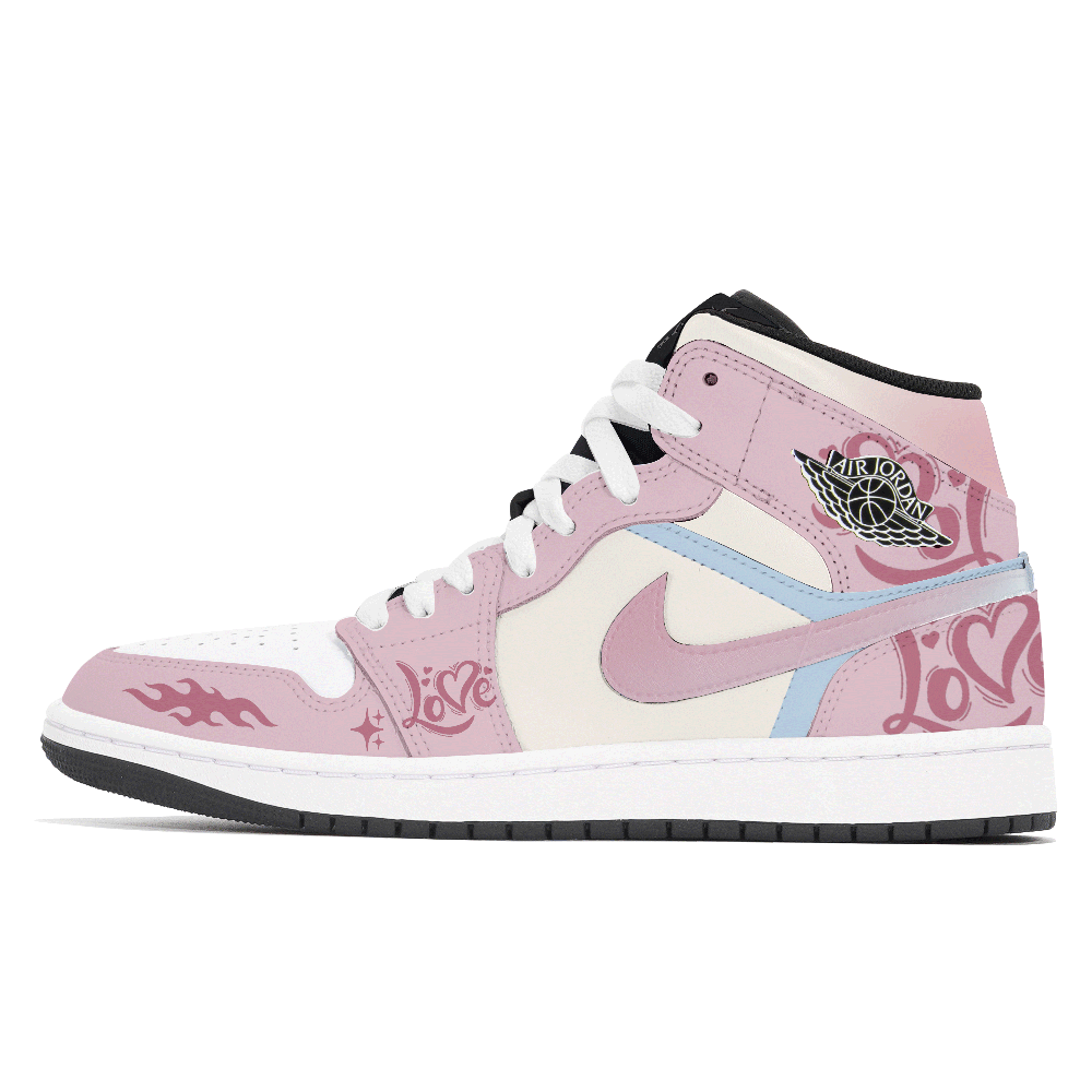 Jordan Air Jordan 1 Abrasion Resistant Slip Resistant Mid Top Vintage Basketball Shoes Men's Pink